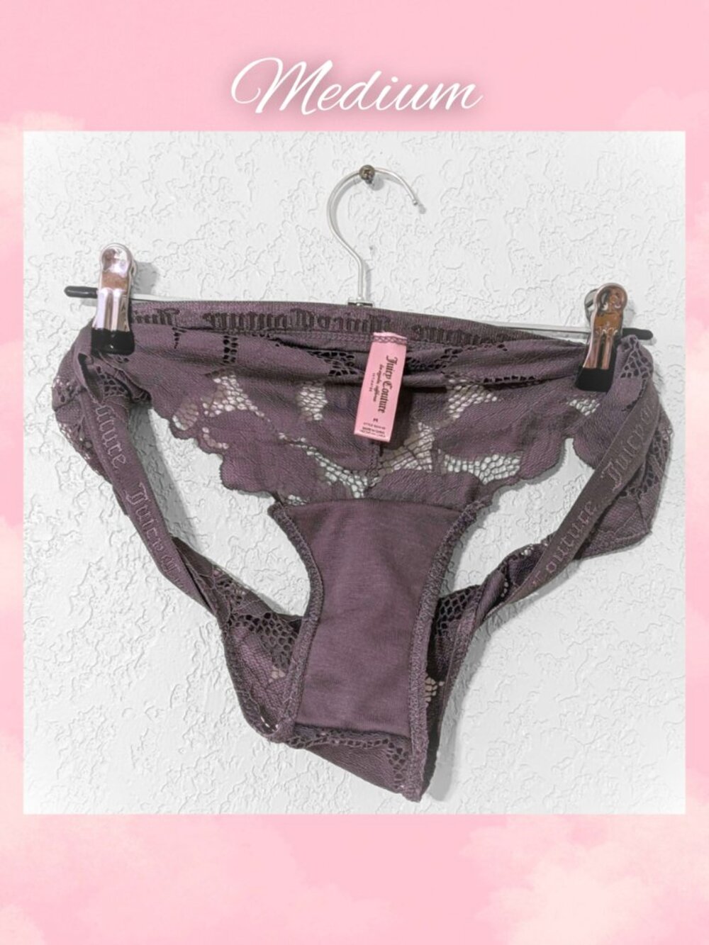 Juicy Couture Lace Cheeky Panty Medium Plum Floral Retired - Picture 2 of 2